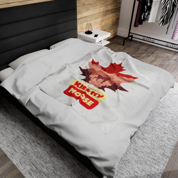 Kiss My Moose - Canadian Pride Velveteen Plush Blanket - Funny Patriotic Maple Leaf Design - Perfect for Canadiana Home Decor - Image 4